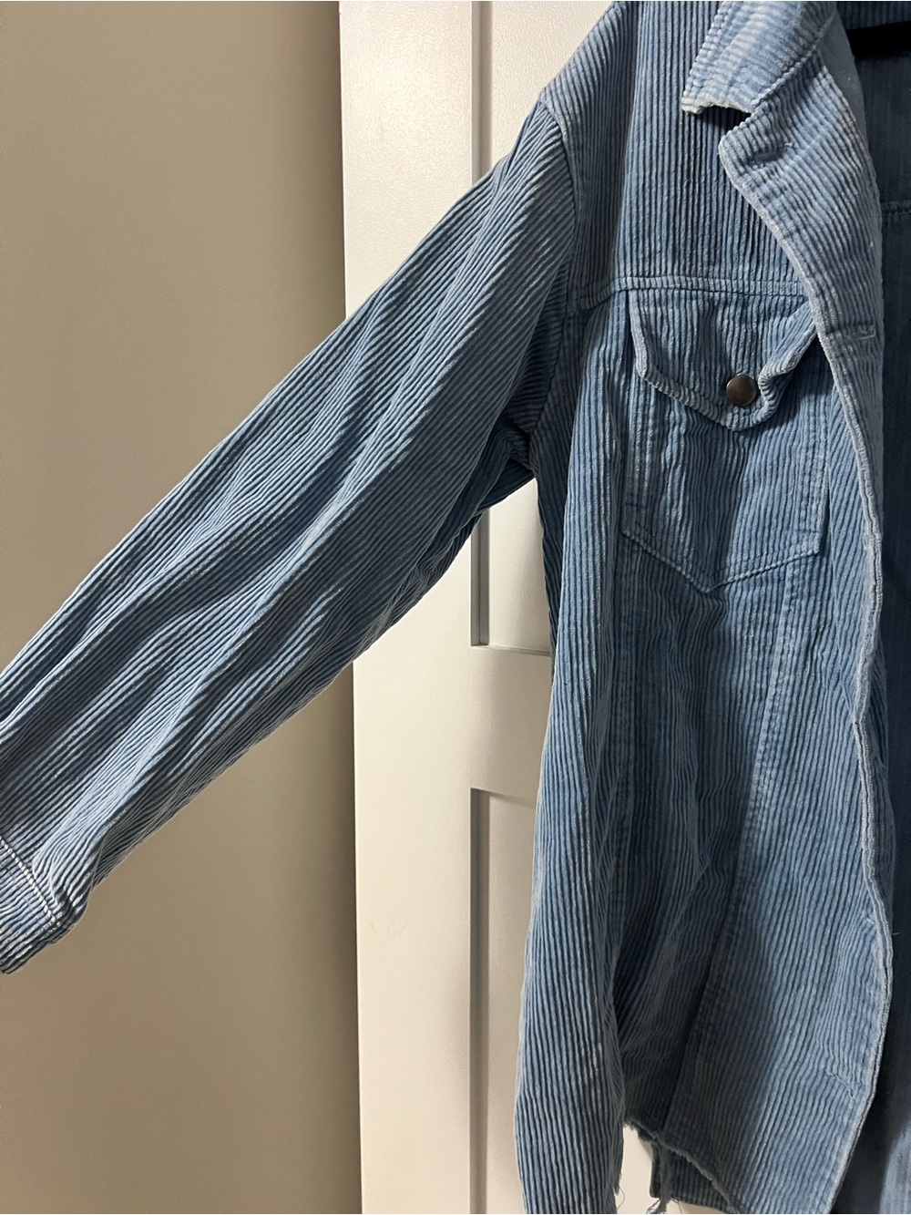 Blue Denim Like Corduroy Oversized Jacket Shacket - Picture 2 of 6